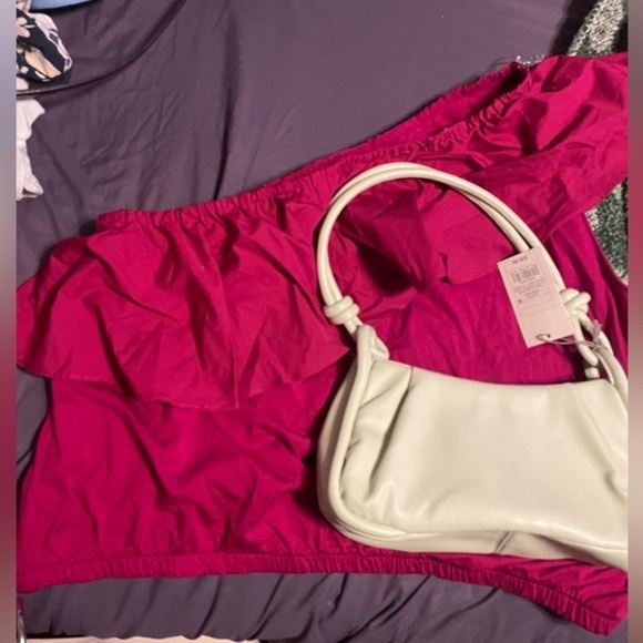 NWT A New Day Rich Magenta One Shoulder Top Sz XXL And Lt Green Purse Bundle - Picture 1 of 14